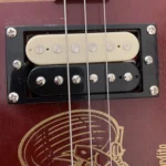 Close-up view of the Squire pickup of Fat Bottom Betty CGB #43, a cigar box guitar handcrafted by Bob.