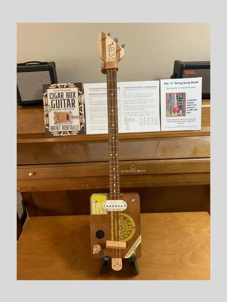 H. Upmann cigar box guitar, vertical front view