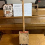 Back, vertical view of Bolivar Diddley Bow cigar box guitar by Bob's 3-Stringers