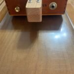 Maple bridge and quarter inch output jack on Cohiba Left-Handed 3 String Cigar Box Guitar