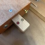 Oak neck heel joint on handmade Cohiba Left-Handed 3 String Cigar Box Guitar