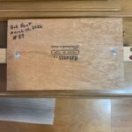 Signed back of handmade Cohiba Left-Handed 3 String Cigar Box Guitar by Bob Hunt